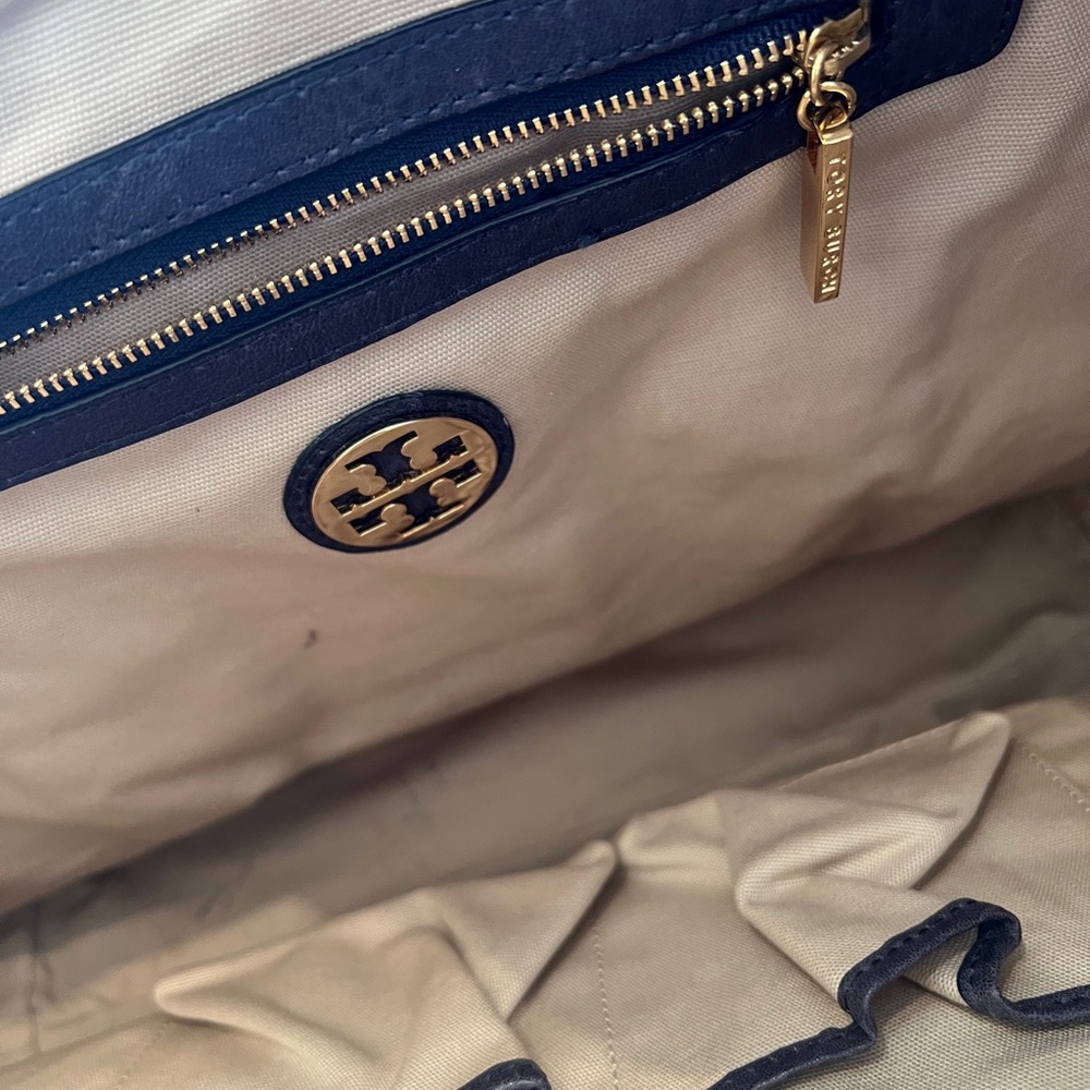 Tory Burch Blue and Yellow Canvas Tote - Picture 6 of 9